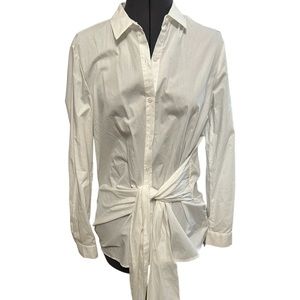 Lush White Tie waist Blouse Small